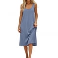 thumbnail image 2 of AHMOMEI Summer Dresses for Women Loose Casual Sleeveless Tank Dress Solid Color Crewneck House Dresses Beach Sundresses Light Blue XL, 2 of 5