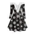 thumbnail image 1 of Robes à Épaules Dénudées pour Femmes à Manches Longues Robe de Noël Imprimée à Lacets Ligne A Évasée Cocktail Vacances Robe Courte, 1 of 5