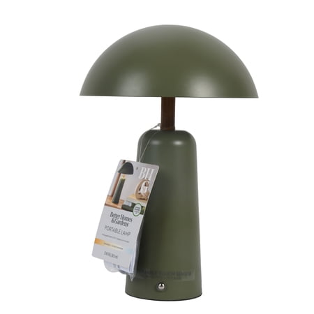 BETTER HOMES & GARDENS 12″ GREEN DOME RECHARGEABLE LED PORTABLE LAMP WITH DIMMABLE TOUCH SENSOR