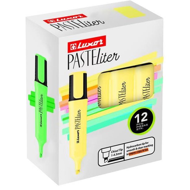 Luxor 2343889 Pastel Color Highlighter Case of 48 Pack of 12