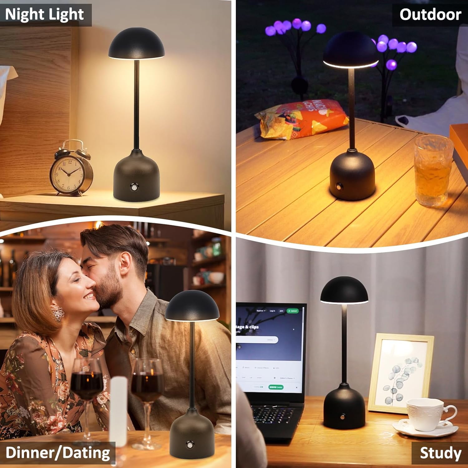 Yoobao 1 Pack Portable LED Cordless Table Lamp Light Rechargeable, 4500mAh Battery Operated Desk Lamp, 3-Color Stepless Dimmable Bedside Touch Lamps for Living Room Bedroom Nightstand Home