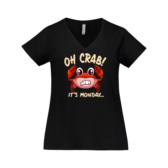 Inktastic Monday Crab Funny Joke Women's Plus Size V-Neck T-Shirt