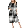 thumbnail image 1 of GPOECD Robe de Nuit Ample à Rayures Confortable et Décontractée Automne Hiver Grande Taille Pyjama Manches 3/4 Blanc,m, 1 of 2