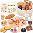thumbnail image 1 of Juego de juguetes de comida simulada SuperGFS de Wooden Bakery Playset con bolsa, 1 of 7