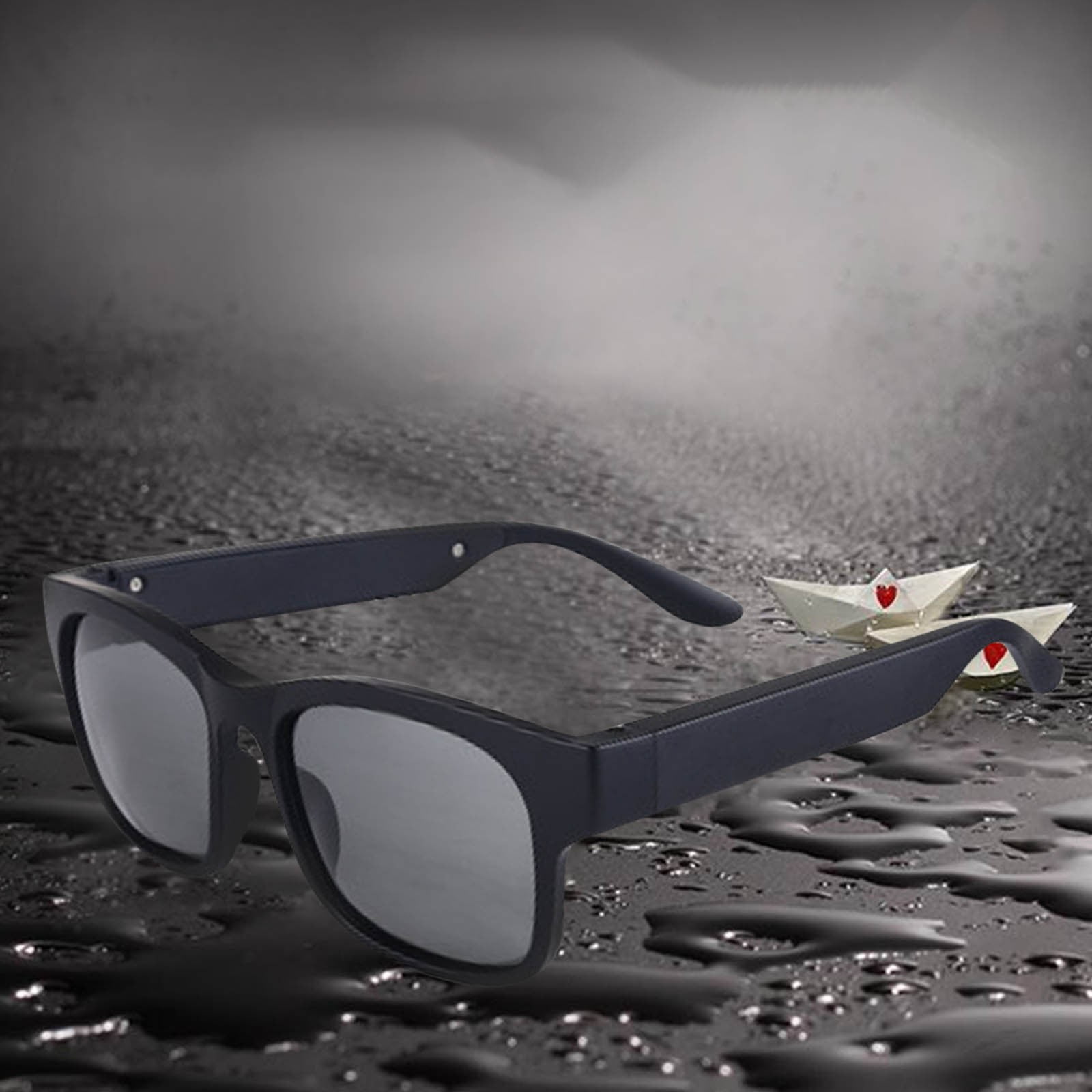 Bluetooth 5.0 Sunglasses for Men & Women, 5H Playtime,Noise Canceling, IP7 Waterproof,HD Calls,Stereo Sound Quality, Used for Running, Driving, Cycling, Hiking, Hunting(Black)