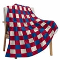 thumbnail image 6 of Fleece Blanket Independence Day Blue Red Buffalo Plaid Blankets, Soft Cozy Warm Flannel Throw Blanket, Retro Linen Blanket for Bed Couch Sofa,40x50In, 6 of 9