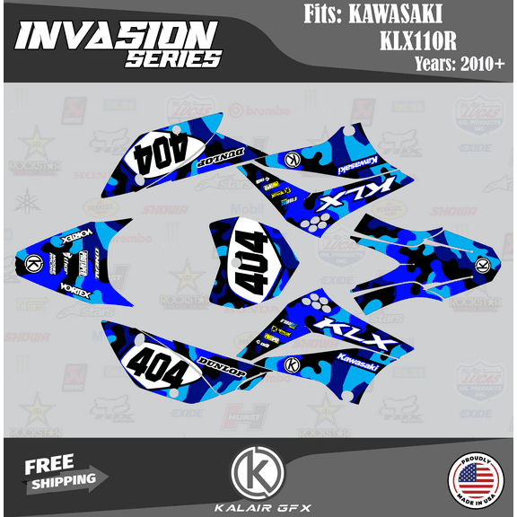 Kalair GFX Graphics Kit for Kawasaki KLX110 (2010-2023) Invasion Series