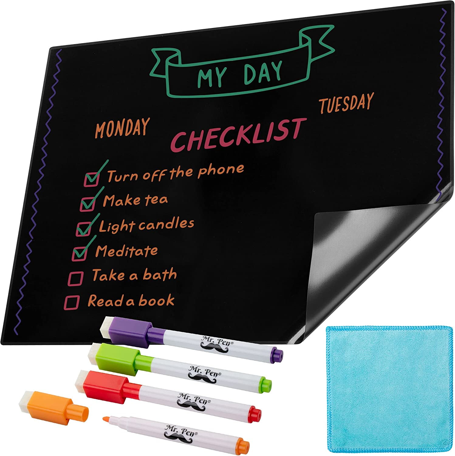 Mr. Pen Black Dry Erase Board for Fridge , 11.6" X 15 ", 4