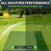 5x4FT Golf Hitting Mat, Dual Turf 35mm Rough & 16mm Fairway, 10 Balls 9 Tees, Indoor Outdoor Golf Practice Mat