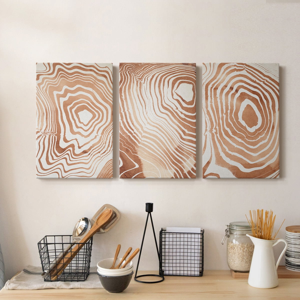 Wood Grain Suminagashi I Premium Gallery Wrapped Canvas - Ready to Hang - 8 x 12 Each