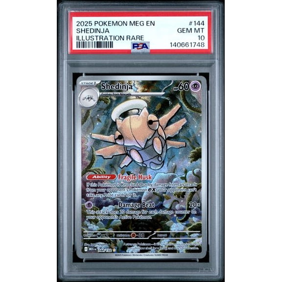 Graded 2025 PKM MEG EN Shedinja #144 Illustration Rare Trading Card Game PSA 10 Gem Mint