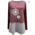 thumbnail image 4 of Suéter holgado de manga larga para mujer, cuello redondo, estampado informal, sudadera para niña, rojo oscuro, S Vogacara AP003825-13, 4 of 5