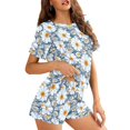 thumbnail image 3 of Yuyamidu Daisy Flowers Summer Sleepwear Sets for Women Comfy Soft Pjs Sets Pullover Top and Shots Lounge Set 2 Piece Pjs Set, 3 of 7