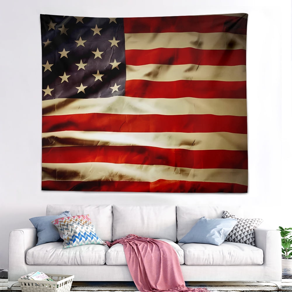 Vintage American Flag Tapestry Wall Hanging for Bedroom Small and Large
