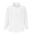 thumbnail image 5 of Amtdh Men's Slack Shirt Cotton Linen Long Sleeve Lapel Classic Button Down Dress Shirt for Men Casual Soft Fitting Lightweight Blouses Mens Cool Tops White_Cool L, 5 of 6