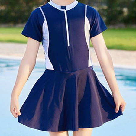 Kayannuo Girls Long Sleeve Rashguard UPF 50+ Girls Swimsuits Young 2-8 Years Old Girl s Swimsuit Student Swimming Training Swimsuit Beach Vacation Swimsuit (3-11 Years Blue)