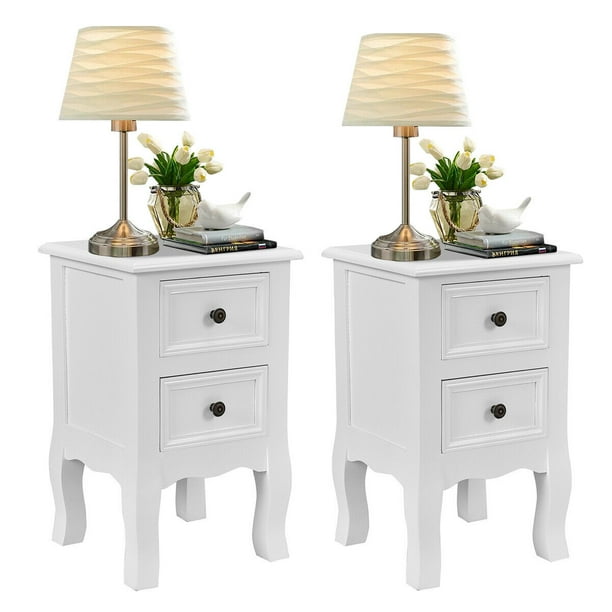 Storage Drawers Wood End Accent Table, White Dresser Chest And Nightstand Setups