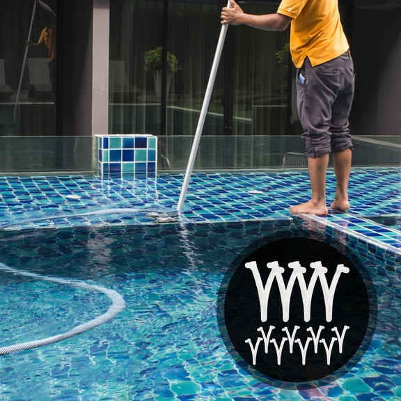 BESTYASH 12Pcs White Plastic V Clips for Pool Skimmer Pole Attachments and Pool Cleaning Tools