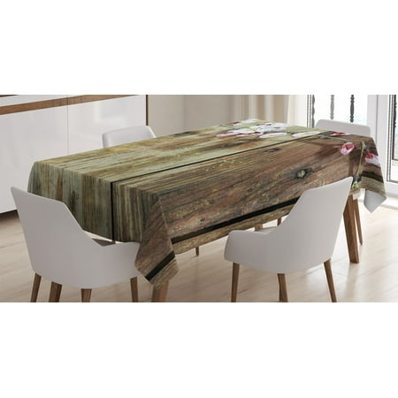 

Rustic Home Decor Tablecloth Stained Walnut Branch with Soft Twiggy Swirling Flower Leaves Concept Rectangular Table Cover for Dining Room Kitchen 60 X 84 Inches Pink Brown by Ambesonne