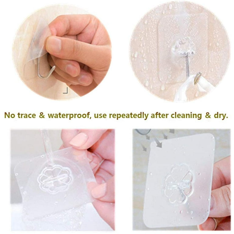 24-Piece Transparent Heavy Duty Adhesive Wall Hooks - Seamless Stick-On  Hangers 641197502382 