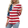 thumbnail image 4 of Ronuti Womens T-shirts 3/4 Sleeve Henley Tops for Women Ladies Premium Printed T-shirt Solid color Tops, 4 of 8