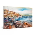 thumbnail image 1 of Startonight Canvas Wall Art Greek Fishing Harbor, Framed 32" x 48", 1 of 6