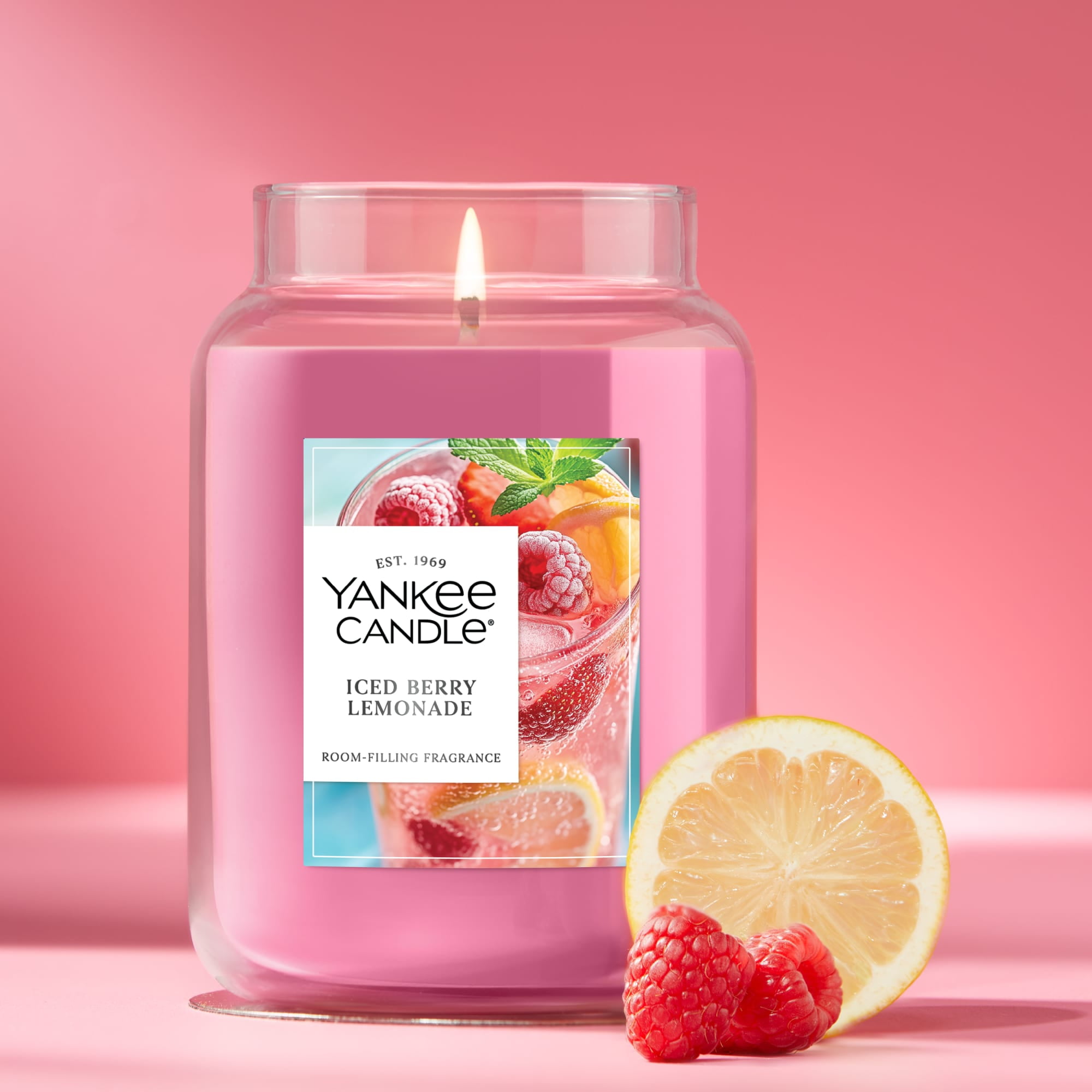 Yankee Candle Iced Berry Lemonade Original Large Jar Scented Candles, 22 oz