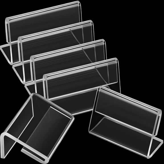 BlinkLLX 70 Pcs Mini Acrylic Sign Display Holder L Shape Tag Label Stands Clear Price Acrylic Tag Holder for Name Counter Top Retail Card Store Table Display, 1.57 x 0.79 Inch/ 4 x 2 cm