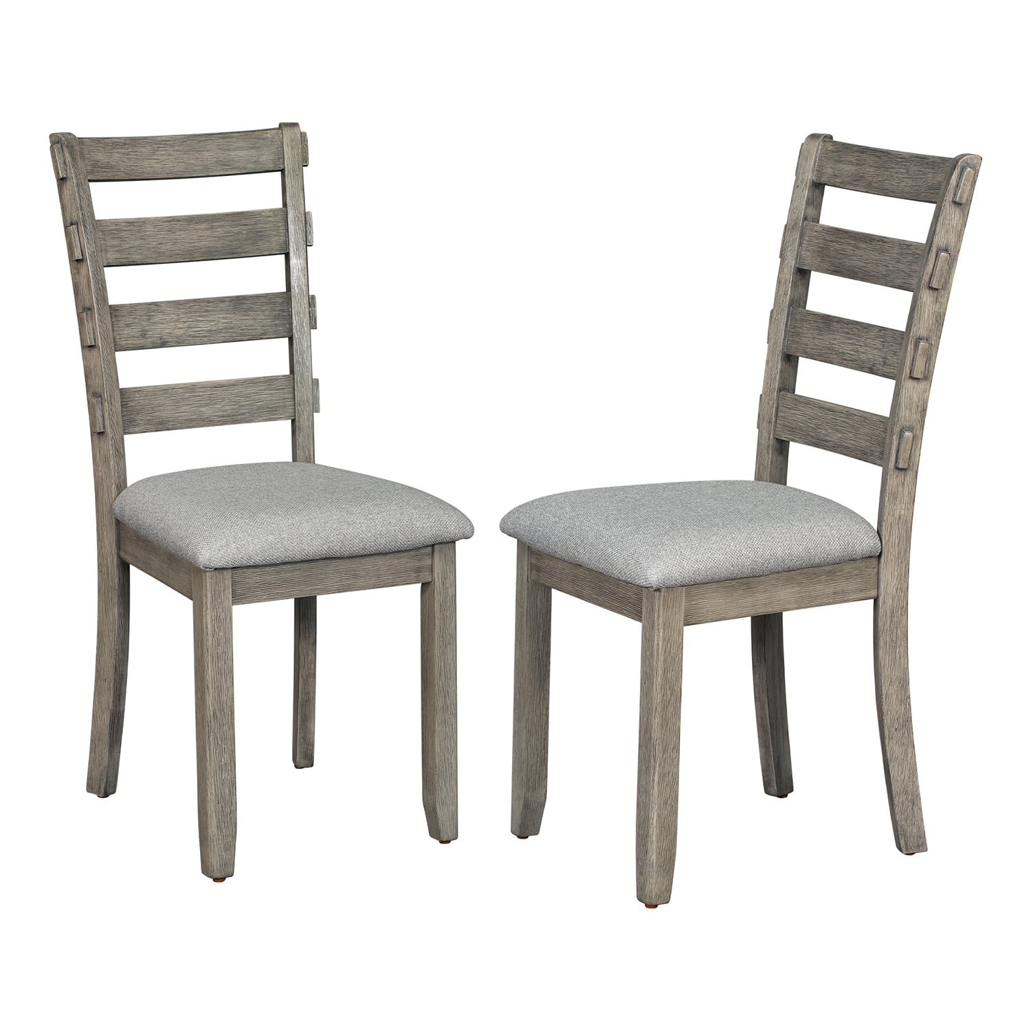 Kadyn 6-Piece Rubber Wood Dining Table Set, Solid Wood Kitchen Table Set with 4 Upholstered Chairs and 1 Bench, Modern Home Dining Set for Dining Room, Gray Kadyn 6-Piece Rubber Wood Dining Table Set, Solid Wood Kitchen Table Set with 4 Upholstered Chairs and 1 Bench, Modern Home Dining Set for Dining Room, Gray