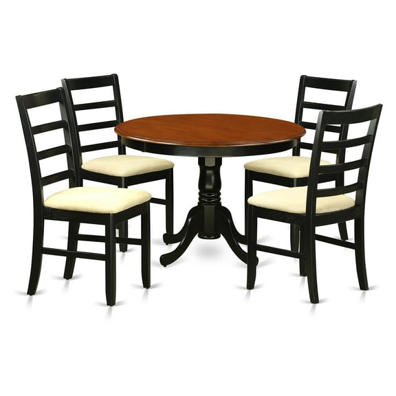East West Furniture HLPF5-BCH-C 5 Pc set with a Kitchen Table and 4 Linen Dinette Chairs in Black and Cherry