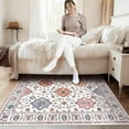 thumbnail image 5 of Jakolive Floral-Patterned Rug on Beige Background, 5x7, Soft, Versatile Carpet Boasting Bold Bloom Motifs, Perfect for Entryways, Dining Spaces, Office Corners, 5 of 7