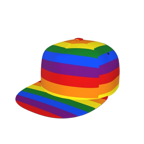 Unisex Snapback Hats Rainbow Flag Adjustable Flat Bill Baseball Cap Dancing Hip Hop Cap