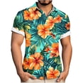 thumbnail image 2 of Mens Hawaiian Shirt Short Sleeve Floral Button Down Casual Shirt Tropical Summer Beach Shirts Camp Collar Shirt Orange S, 2 of 7