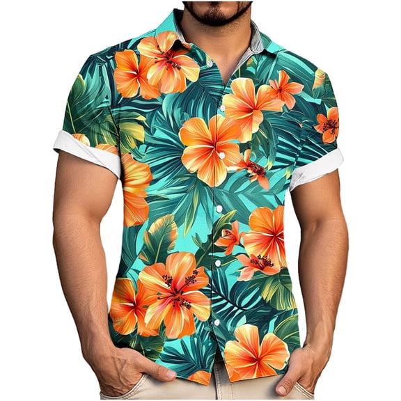Iyufng Mens Hawaiian Shirts Short Sleeve Casual Shirts Button Down Beach Summer Shirt for Men