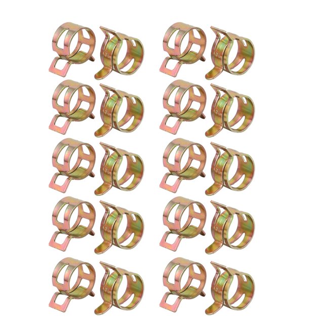 20 Pcs 14mm Spring Band Type Action Fuel Hose Pipe Air Clamp Bronze Tone