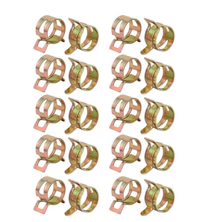 Unique Bargains 20 Pcs 14mm Spring Band Type Action Fuel Hose Pipe Air Clamp Bronze Tone