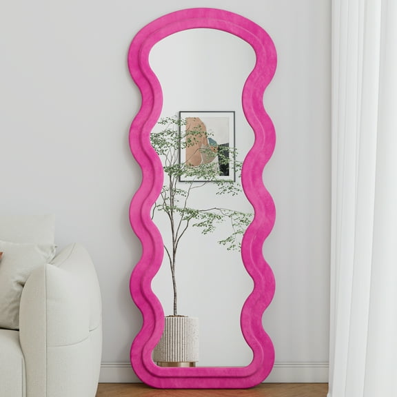 Flannel Full Length Wave rose Floor Mirror for Bedroom living room Hanging or Against The Wall