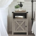thumbnail image 3 of PetFurnishn Farmhouse End Table, Side Table, Nightstang, End Table with Barn Door and Shelf, Rustic Modern Bed Night Stand for Bedroom, Living Room-1-Gray Wash, 3 of 7