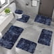 thumbnail image 1 of Juego de alfombrillas para baño, 6 piezas, absorción de agua suave, antideslizante, grueso, lavable, fácil de secar, teñido, esponjoso, pelo largo, azul oscuro, 1 of 7