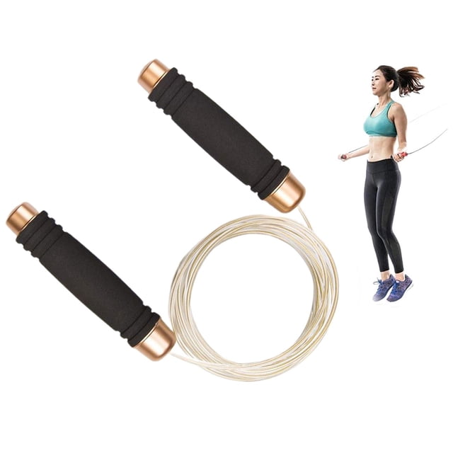 Cuerda de saltar de alambre de material acero ajustable profesion con bolsa de transporte, gimnasio, , fácil de ajustar Cuerda de saltar de cali - Negro