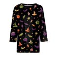 thumbnail image 7 of Womens Halloween Shirts Spooky 3/4 Sleeve T Shirts Funny Halloween Ghost Pumpkin Printed Tops Horror O Neck Pullover Three Quarter Length Blouse,3XL, 7 of 7