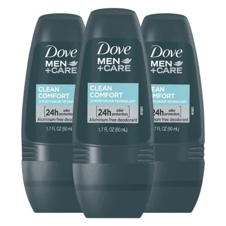 Dove Men Clean Comfort Deodorant Roll On 50 ml, Pack of 3