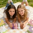 thumbnail image 4 of 3.94" Pastel Flocked Bow-Tied Bunny Set, Pastel Flock Bunnies Figurines with Bow for Spring Easter Home Office Party Table Centerpiece Decoration, 4 of 5