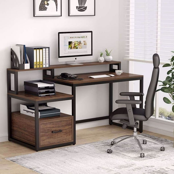 Tribesigns Computer Desk, 59 Inch Study Writing Table with