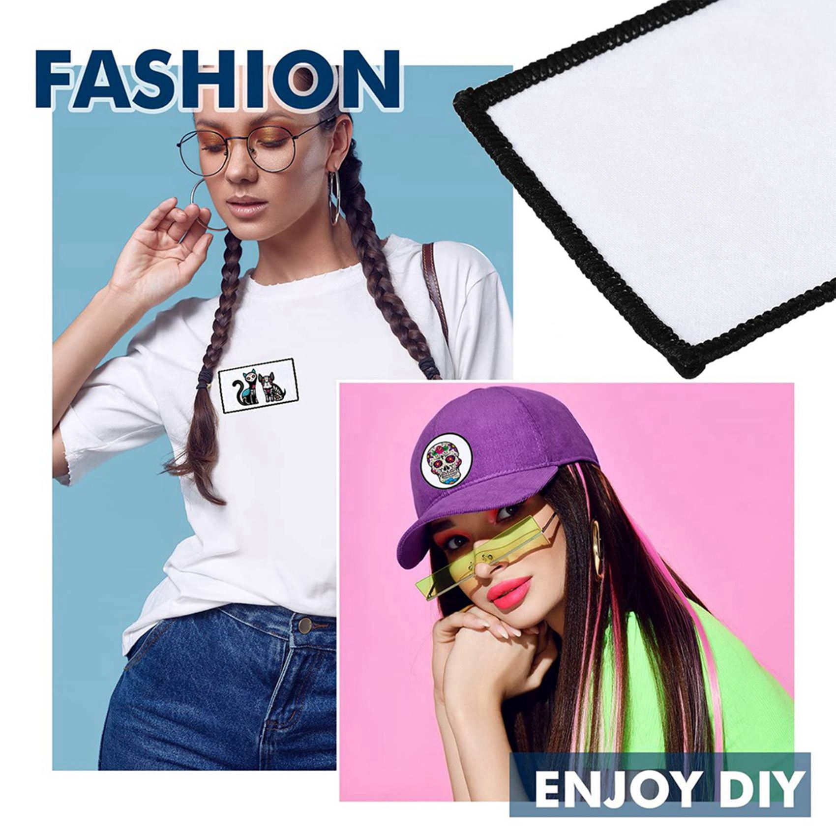 120Pcs Sublimation Blanks Patches Fabric Iron-on Patch Blanks Repair Blank Patches for DIY Hats Shirts Shoes Supplies