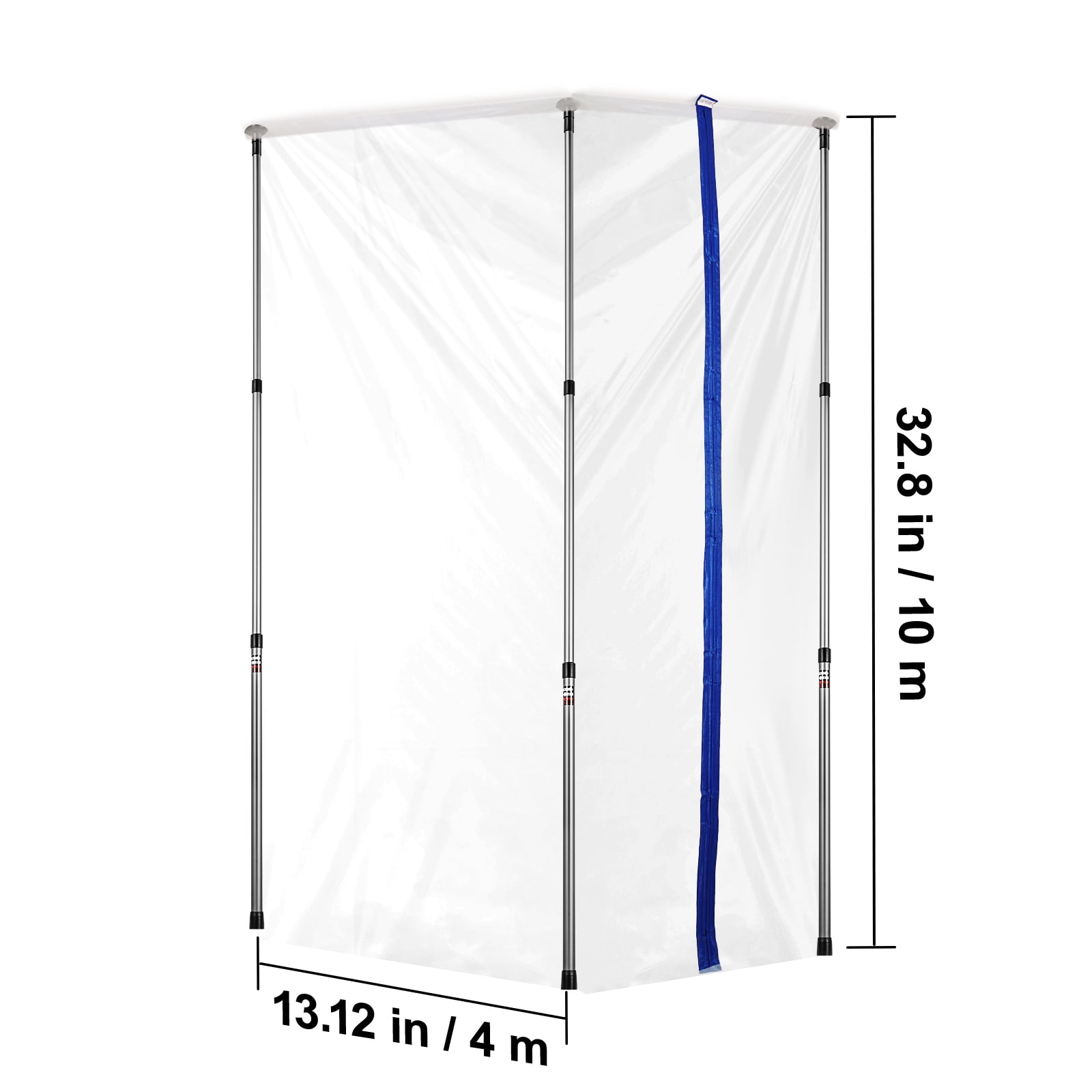 SKYSHALO 12 ft Dust Barrier with Telescoping Poles and Magnetic Zipper Plastic Film, 15.9 lbs