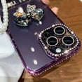 thumbnail image 3 of for iPhone Case,Luxury ElectroPlated Crystal Diamend Rhinestone Glitter Sparkle Sparkly 3D Butterfly Camera Lens Protection Soft Shockproof Phone Case (Purple,iPhone 12 Pro Max), 3 of 6