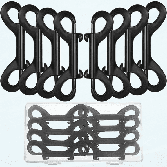 Double Ended Snap Hooks Bolt Snaps Heavy Zinc Alloy Multipurpose Double Sided Clips Chain Metal Clip Key Holder Black Snap Hooks for Water Bucket Dog Leash Feed Buckets (8 Pieces, 3.5 Inches)