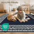 thumbnail image 4 of ODIKA 5'x7' Washable Area Rug Non-Slip, Chair-Friendly Modern Farmhouse Bordered Check With Clean Band Corners Solid Flowing Dynamic for Dining Room, Under Table, Home Office, 4 of 7