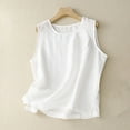thumbnail image 2 of Nmnitkp Tank Top for Women Comfortable Natural Linen Sleeveless Tank Tops Basic Summer Casual Crewneck Blouse,Tank Tops, 2 of 3